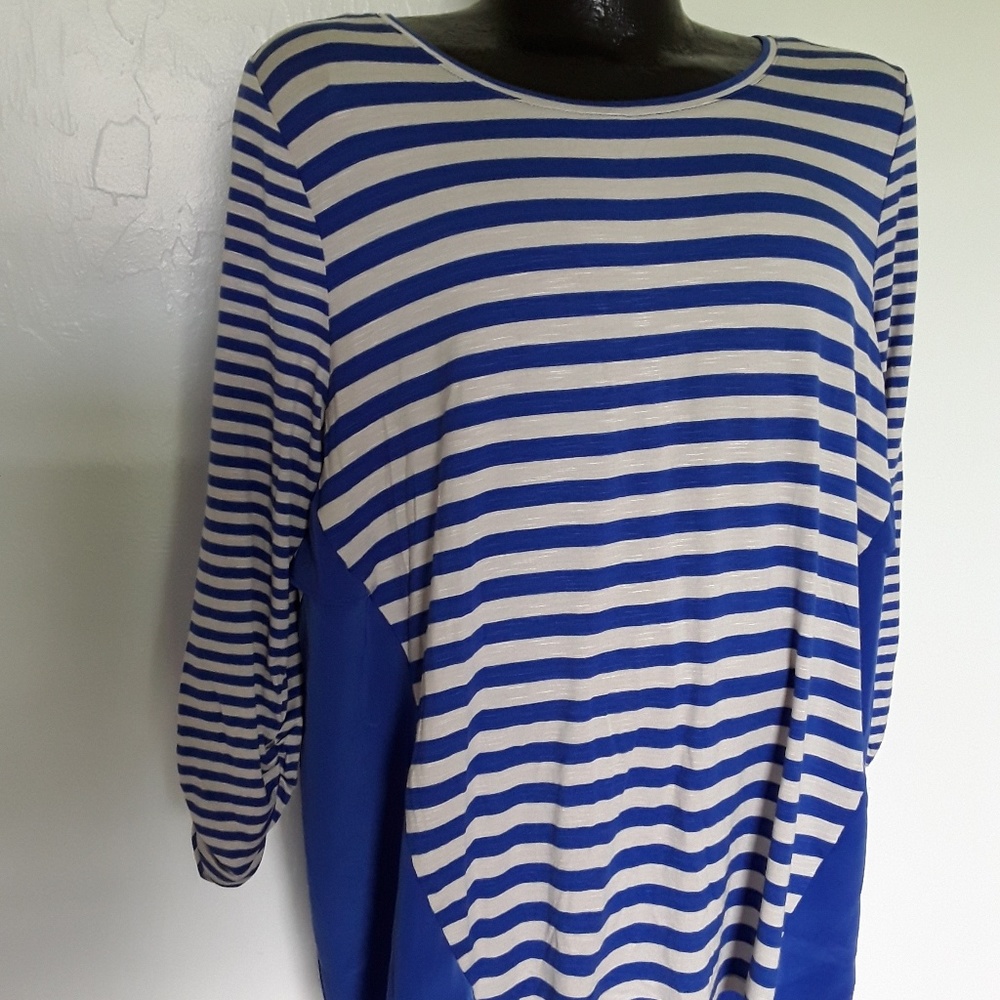 Style & Co.Women blouse top tunic size L long sleeve striped
